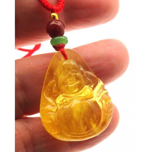 Amber Carved Buddha Pendant 08